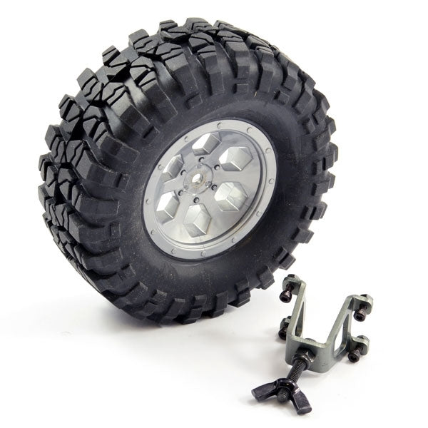 FTX-8249 Spare Tyre Mount & Tyre/6 Hex Wheel Grey FTX