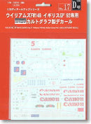 FUJ11271 Fujimi 1/20 Williams FW14B British GP Cartograf Decale (DUP-17) Plastic Model Kit Fujimi