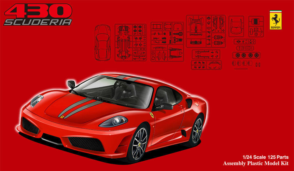 FUJ12336 Fujimi 1/24 Ferrari F430 Scuderia (RS-55) Plastic Model Kit Fujimi