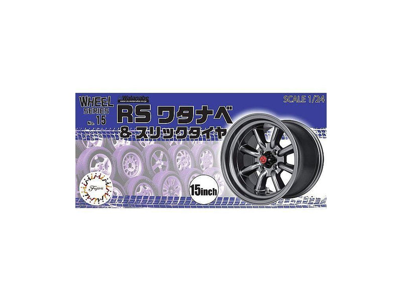 FUJ19356 Fujimi 1/24 RS Watanabe & Slick Tire 15inch (Wheel-15) Plastic Model Kit