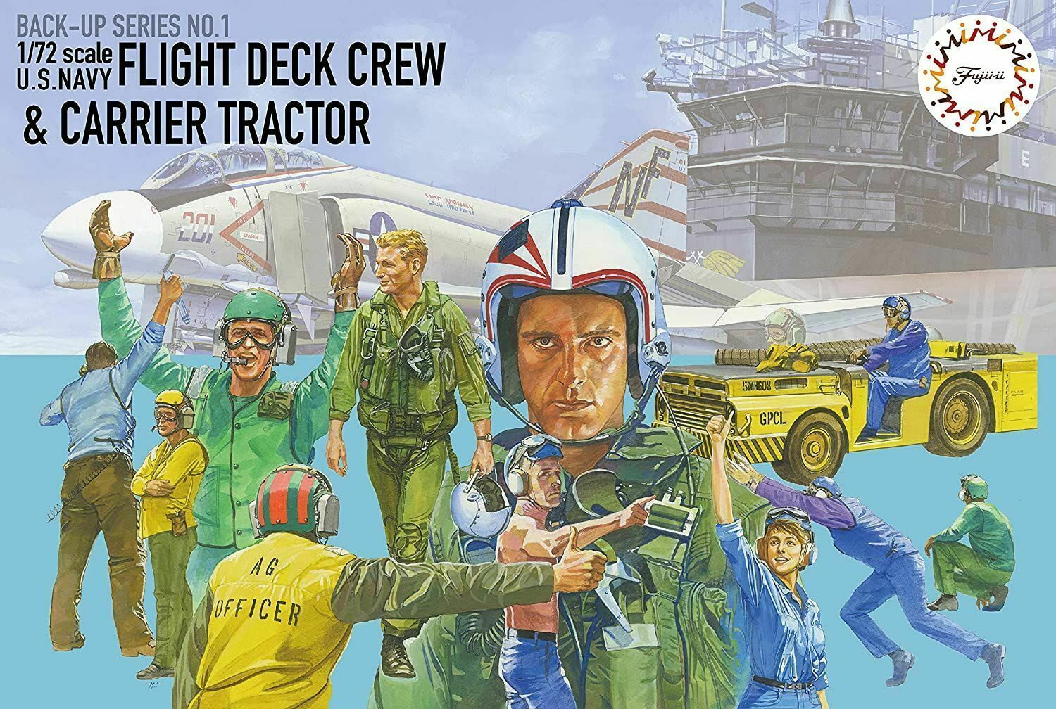 FUJ72345 Fujimi 1/72 Flight deck crews & MD-3 tractor (USN) (FDC-1) Plastic Model Kit [72345] Fujimi