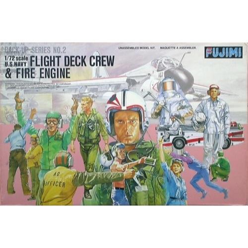 FUJ72346 Fujimi 1/72 Flight deck crews & Fire engine (USN) (FDC-2) Plastic Model Kit [72346] Fujimi
