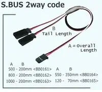 Futaba 2 Way (Y Lead) S Bus 550mm Overall -  350mm Tails [FUTSBUS2WAY550-350]