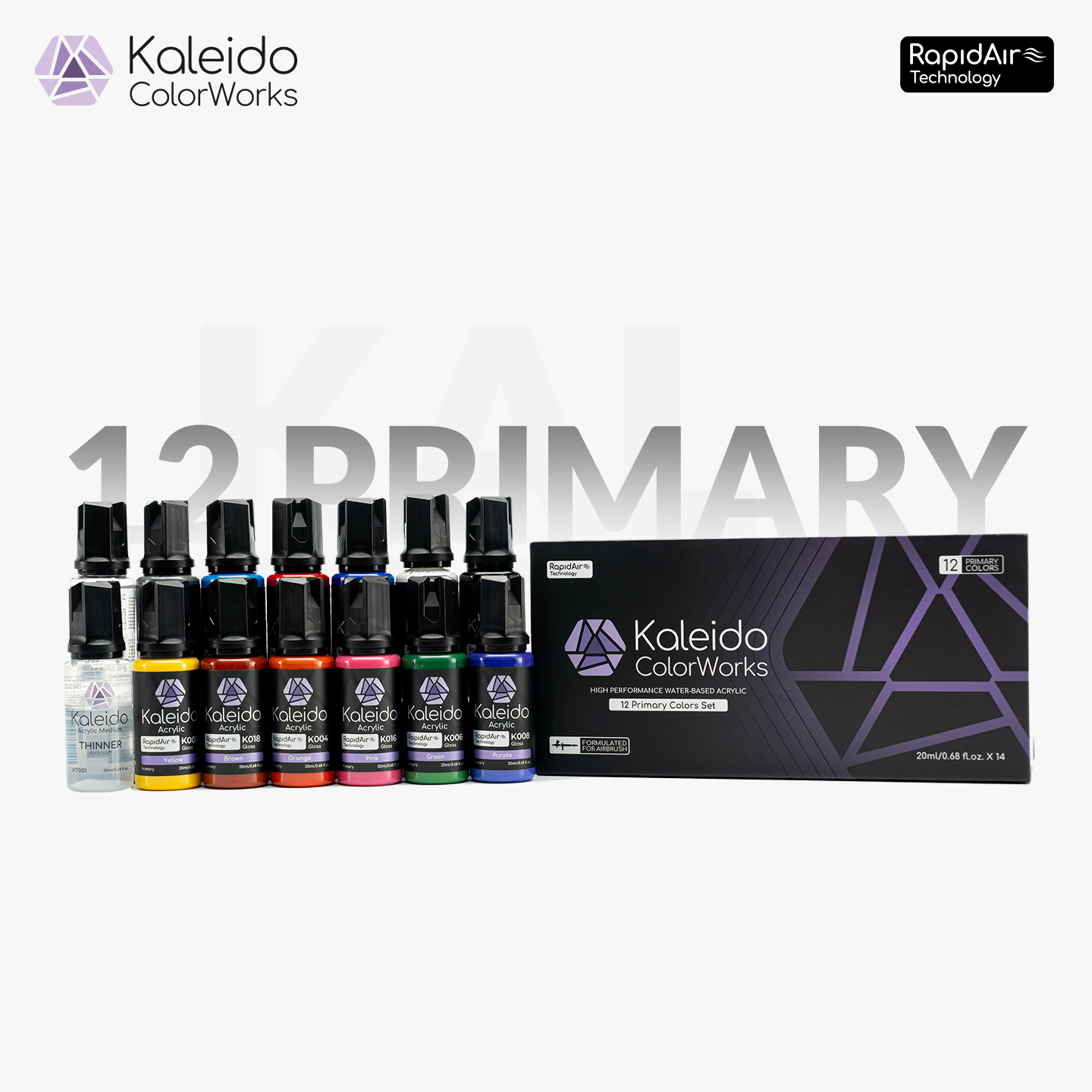 Gaahleri Kaleido ColorWorks 12 Colour Primary Paint Set