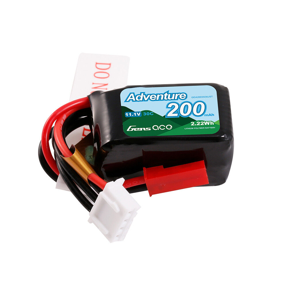 Gens Ace 3S 200mAh 30C 3.7V Soft Pack Lipo Battery (JST)