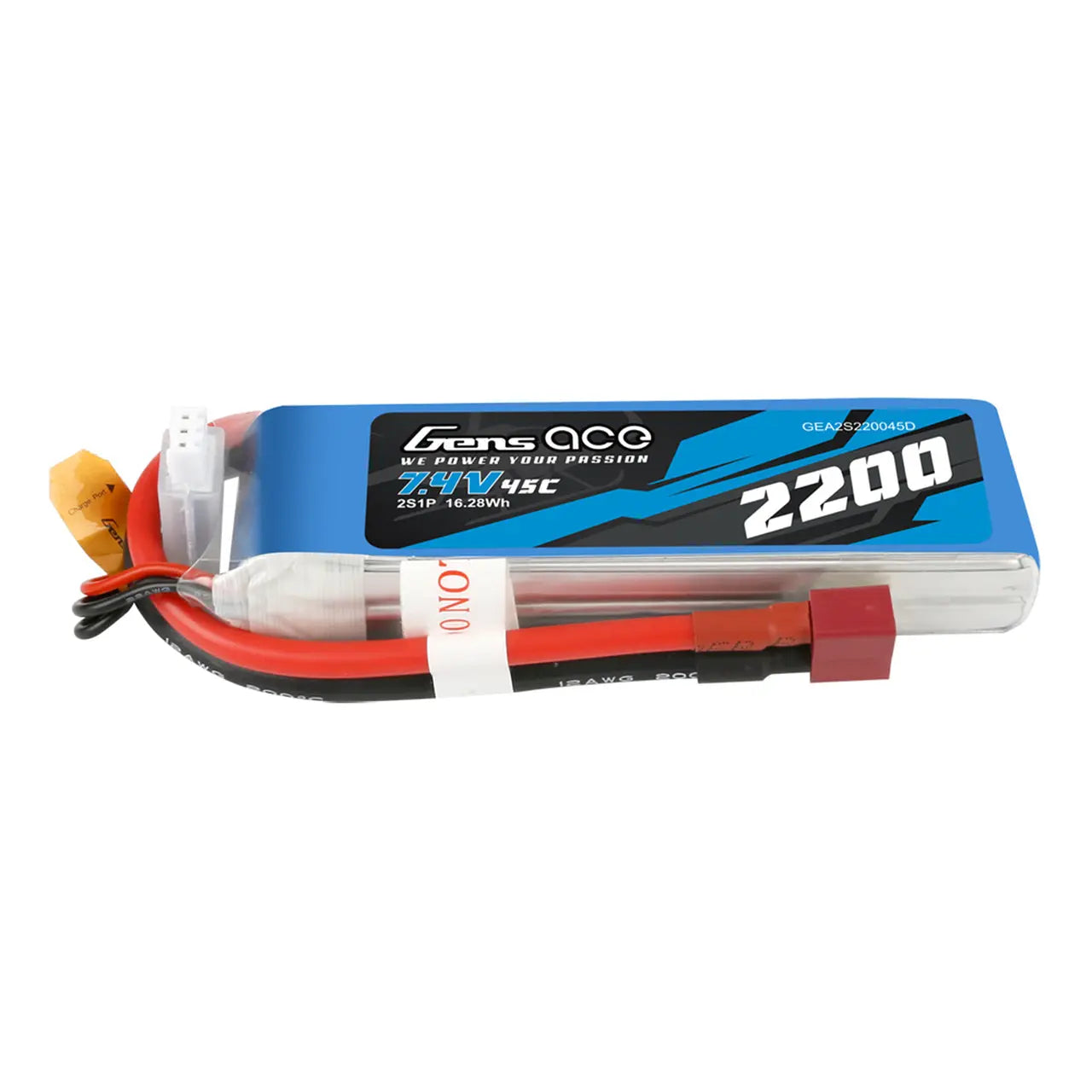 Gens Ace 2S 2200mAh 7.4V 45C Soft Case LiPo Battery (Deans) Gens Ace
