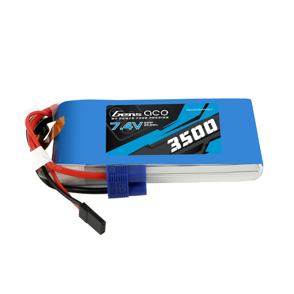 Gens Ace 2S 3500mAh 7.4V RX Soft Case LiPo Battery (EC3)