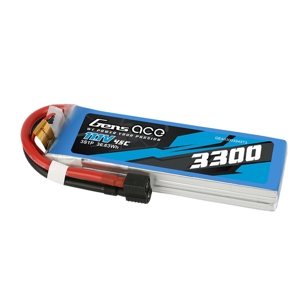 Gens Ace 3S 3300mAh 11.1V 45C Soft Case LiPo Battery (1TO3)