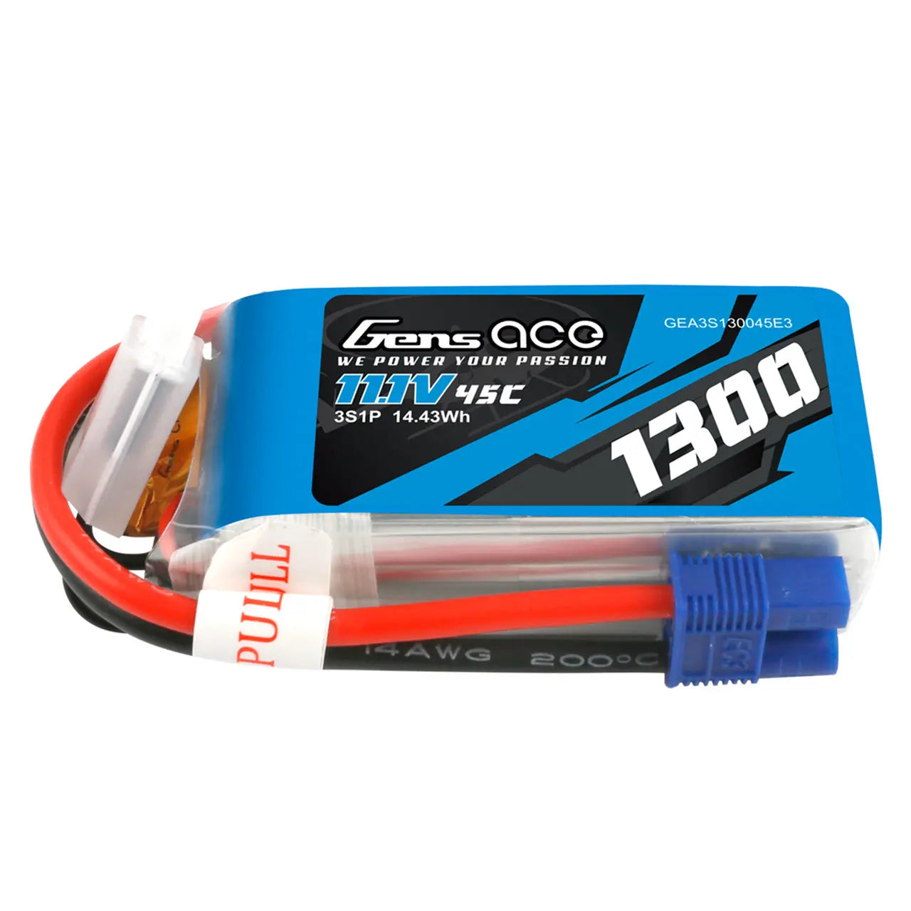 Gens Ace 3S 1300mAh 11.1V 45C Soft Case LiPo Battery (EC3) Gens Ace