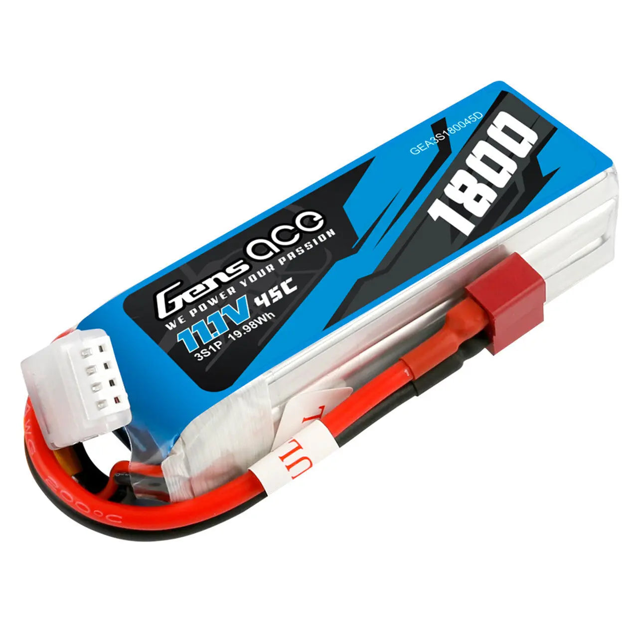 Gens Ace 3S 1800mAh 11.1V 45C Soft Case LiPo Battery (Deans) Gens Ace