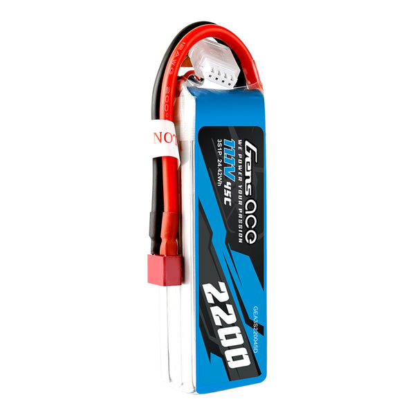 Gens Ace 3S 2200mAh 11.1V 45C Soft Case LiPo Battery (Deans)