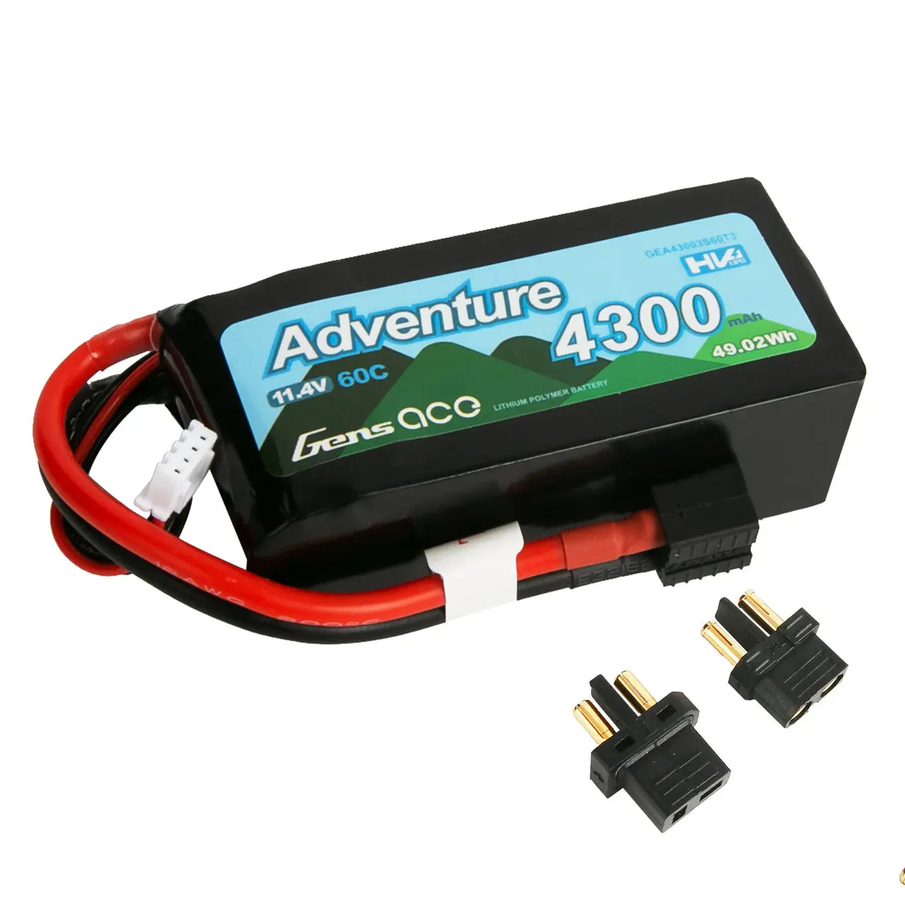 Gens Ace 3S Adventure 4300mAh 11.4V 60C Soft Case HV LiPo Battery (1TO3) Gens Ace