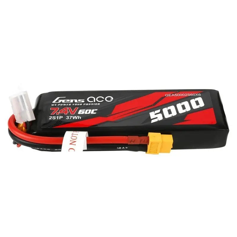 Gens Ace 2S 5000mAh 7.4V 60C Soft Case LiPo Battery (XT60 + TRX adaptor) Gens Ace
