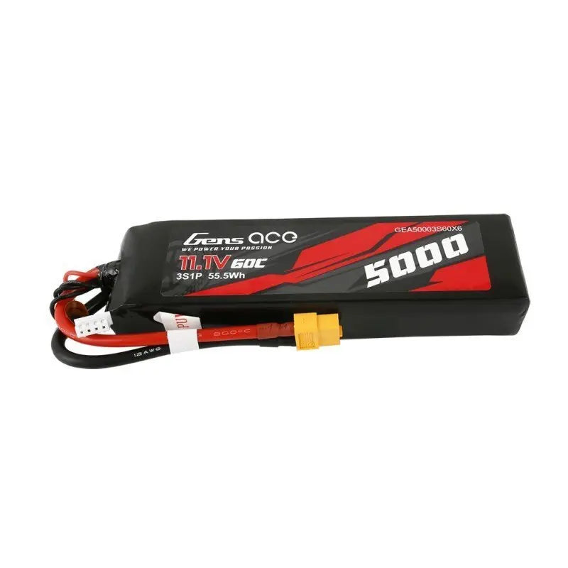 Gens Ace 3S 5000mAh 11.1V 60C Soft Case LiPo Battery (XT60 + TRX adaptor) Gens Ace