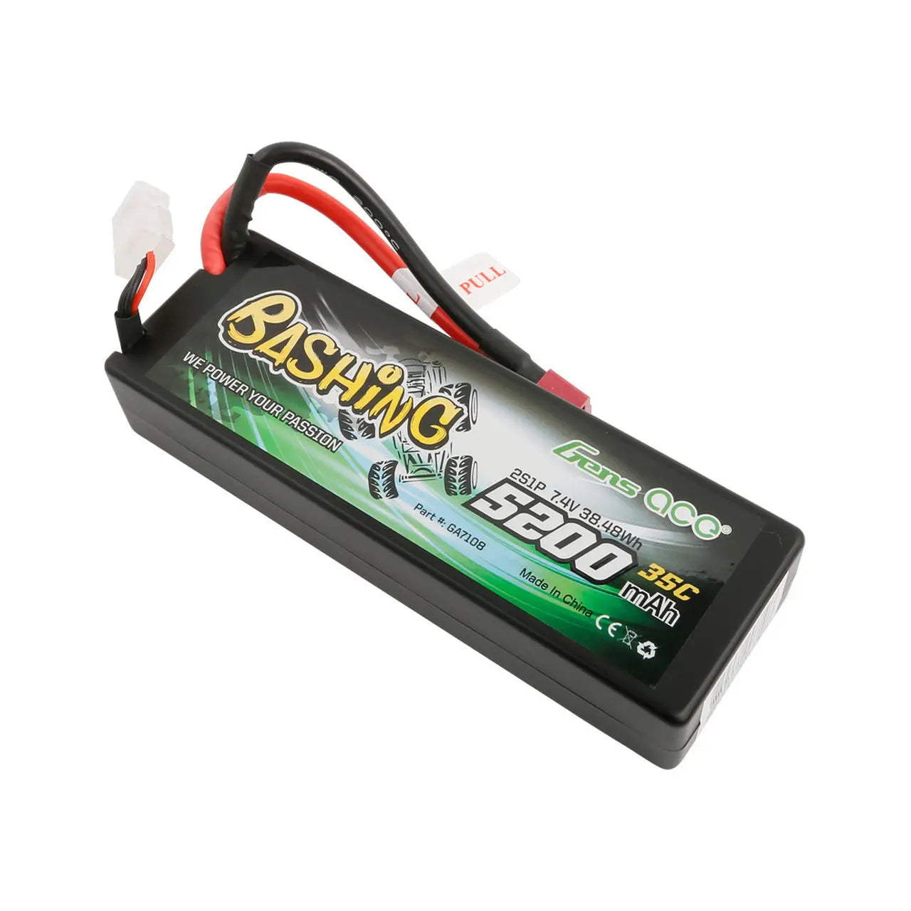 Gens Ace 2S Bashing 5200mAh 7.4V 35C Hardcase/Hardwired LiPo Battery (Deans) Gens Ace