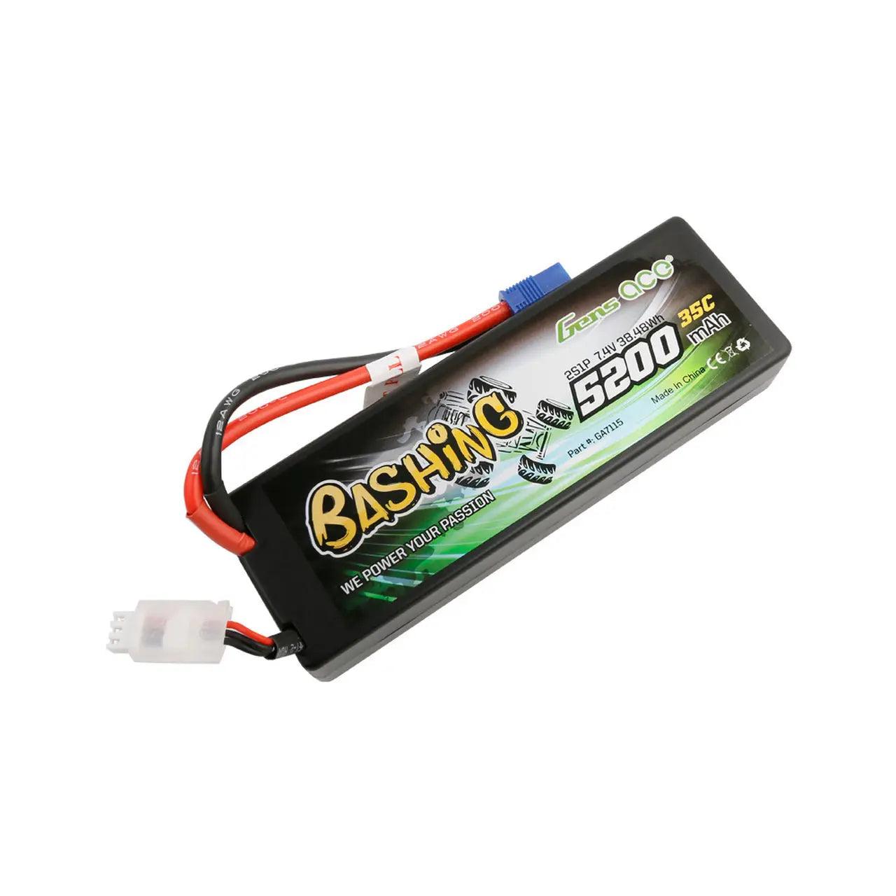 Gens Ace 2S Bashing 5200mAh 7.4V 35C Hardcase/Hardwired LiPo Battery (EC3) Gens Ace