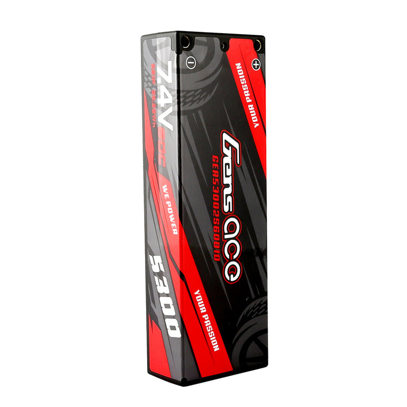 Gens Ace 2S 5300mAh 7.4V 60C Hardcase/4mm bullet LiPo Battery (Deans)