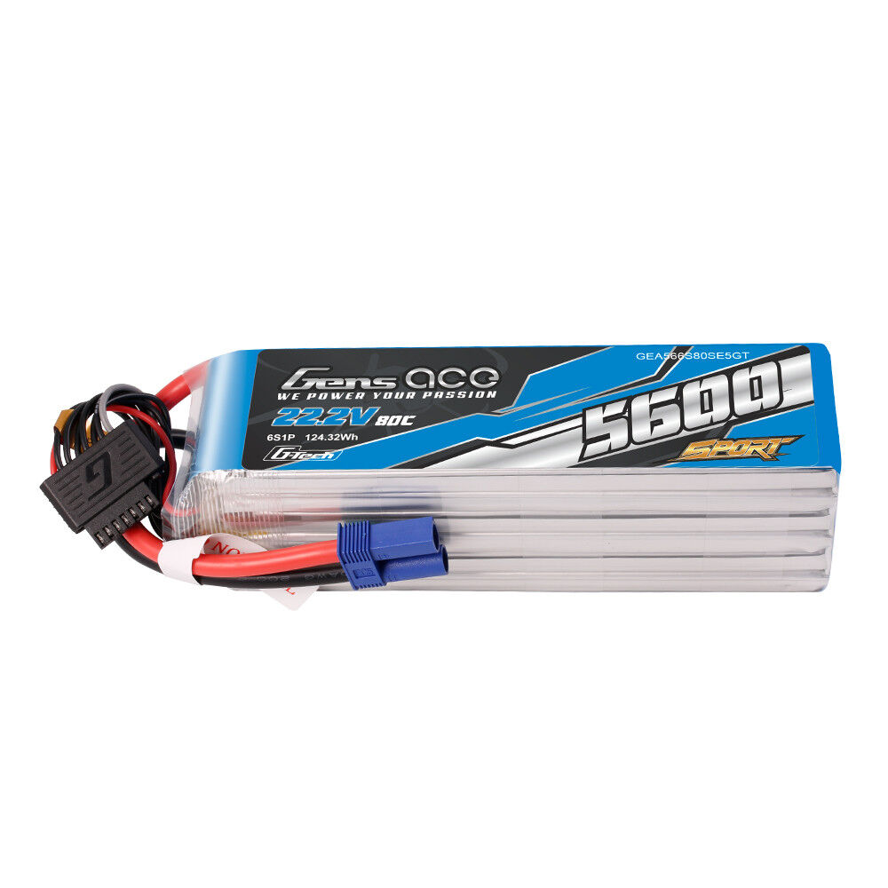 Gens Ace G-Tech 6S 5600mAh 80C 22.2V Lipo Battery (EC5)