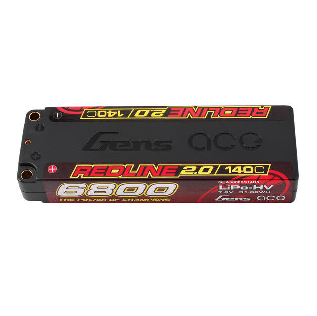 Gens Ace 2S Redline 2.0 6800mAh 140C 7.6V Hardcase LiPo Battery (5.0mm Bullet)