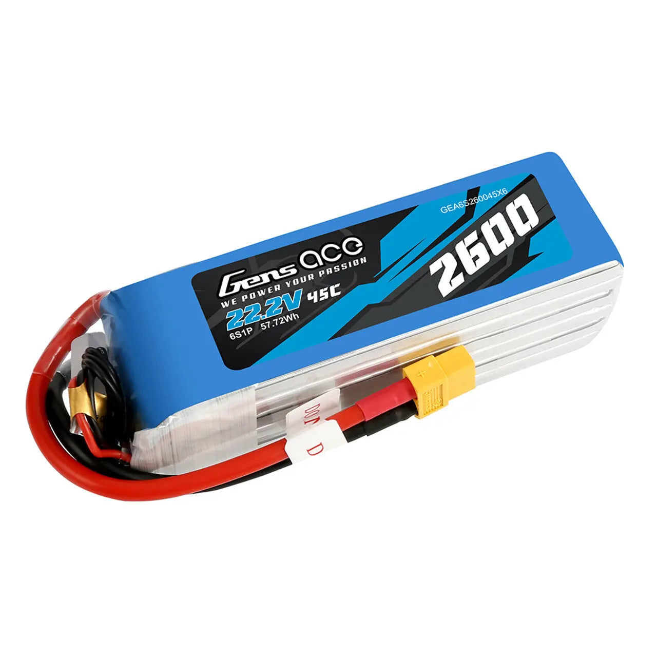 Gens Ace 6S 2600mAh 22.2V 45C Soft Case LiPo Battery (XT60) Gens Ace