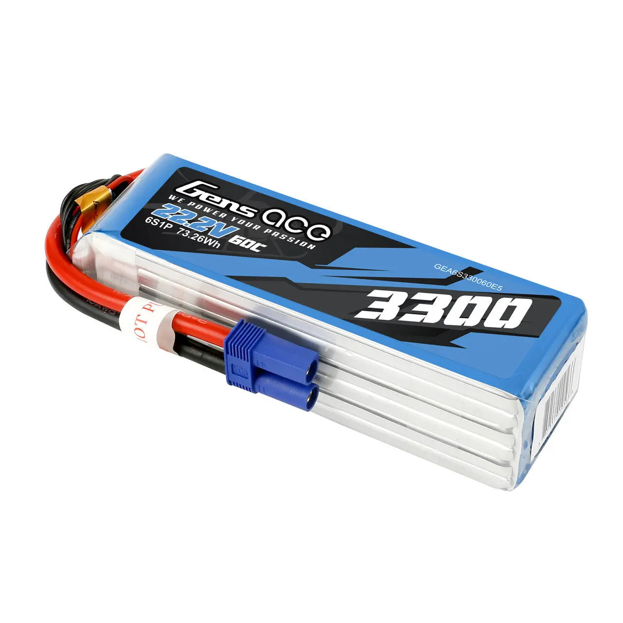 Gens Ace 6S 3300mAh 22.2V 60C Soft Case LiPo Battery (EC5) Gens Ace