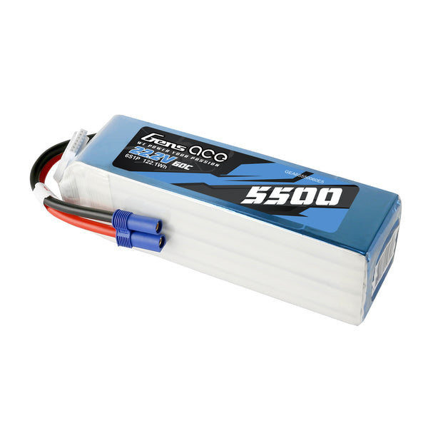 Gens Ace 6S 5500mAh 22.2V 60C Soft Case LiPo Battery (EC5)