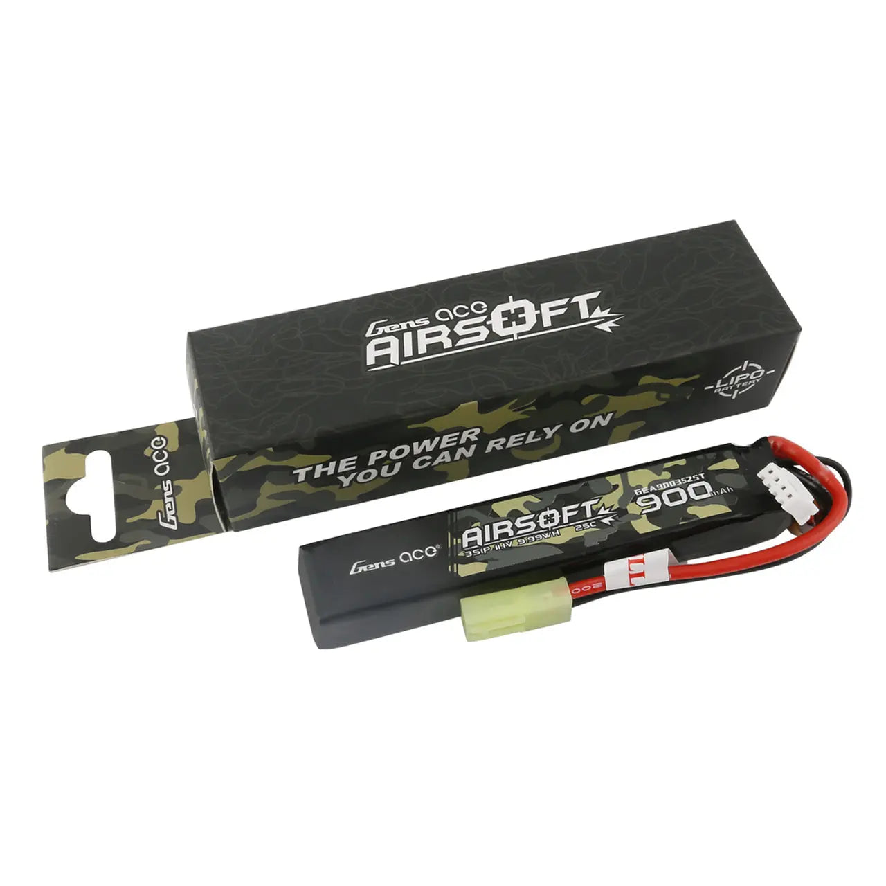 Gens Ace 3S Airsoft 900mAh 11.1V 25C Soft Case LiPo Battery (Tamiya) Gens Ace