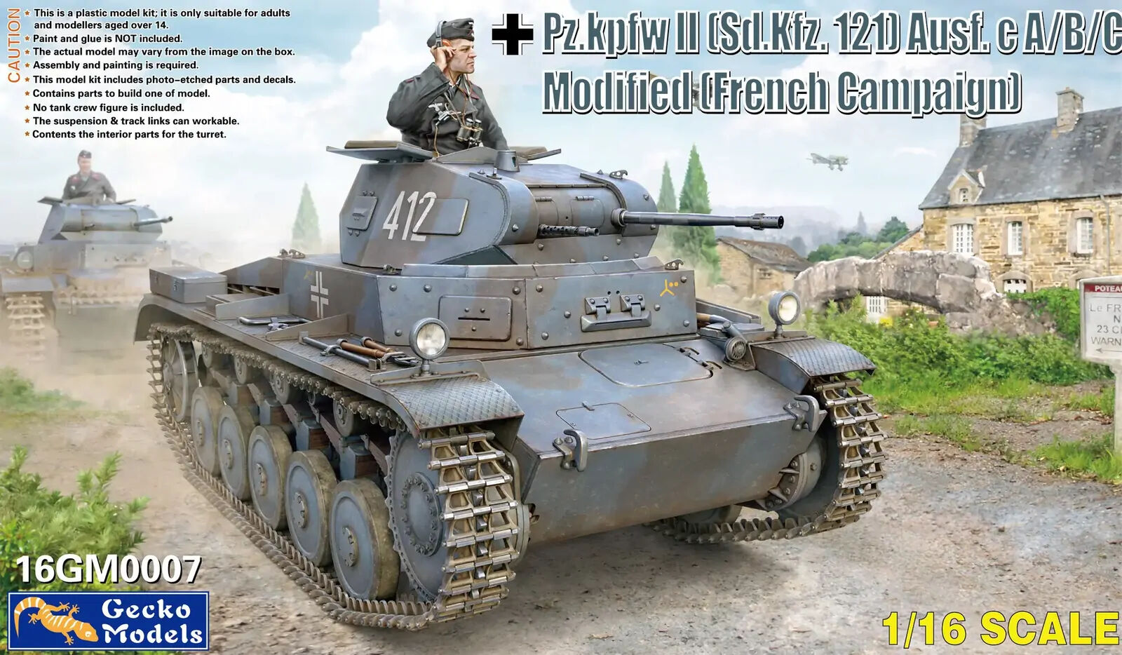 Gecko 1/16 Pz.kpfw II (Sd.Kfz. 121) Ausf. c A-B-C Modified (French Campaign) Plastic Model Kit