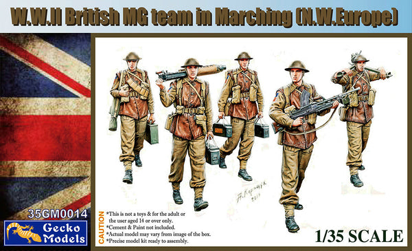 GM35014 Gecko 1/35 W.W.II British MG Team In Marching (N.W. Europe) Plastic Model Kit