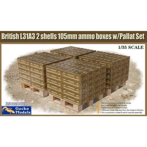 GM35020 Gecko 1/35 British Ammo & Pallet Set Plastic Model Kit Gecko