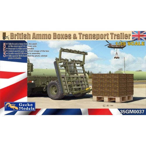 GM35037 Gecko 1/35 British Ammo Boxes & Trailer Plastic Model Kit Gecko