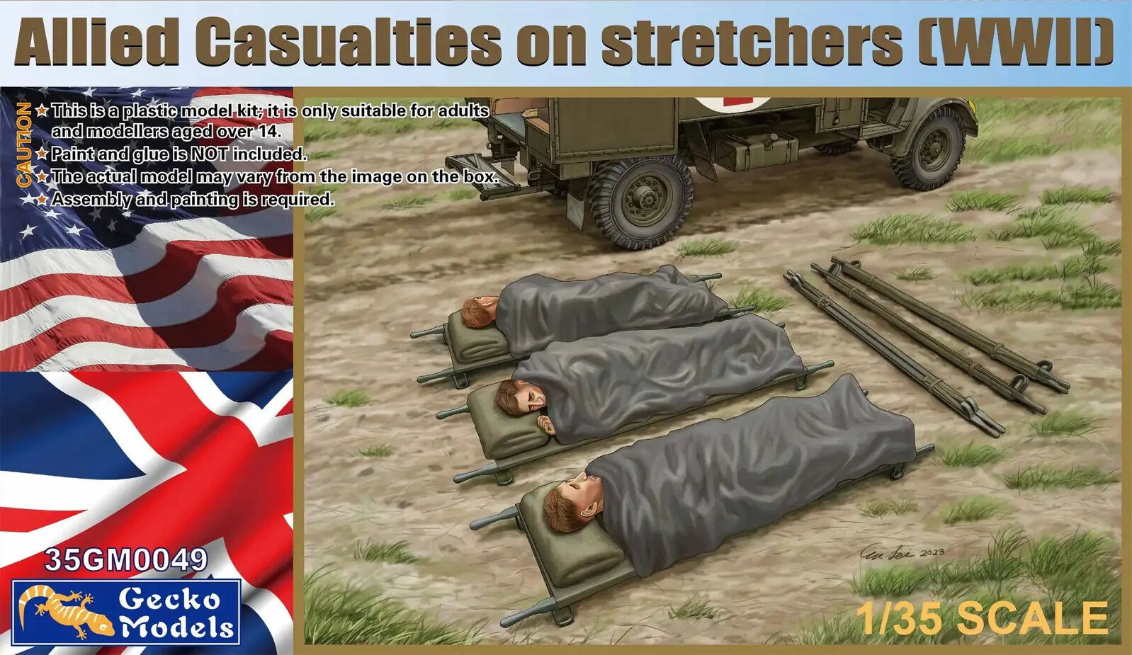 Gecko 1/35 Allied Casualties On Stretchers (WWII) Plastic Model Kit