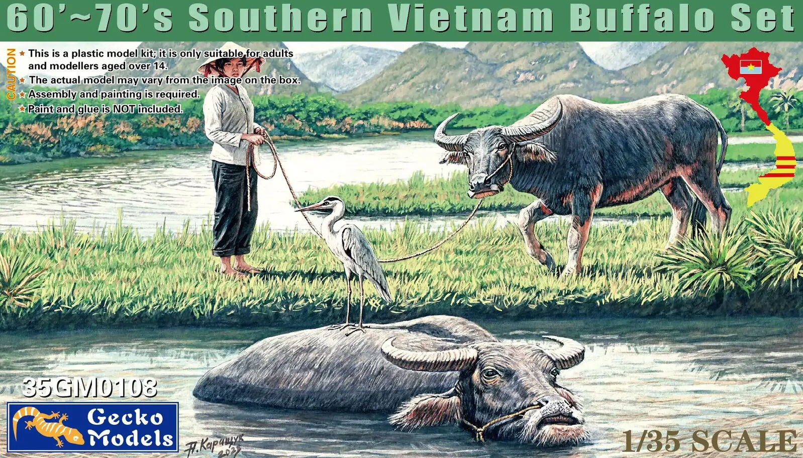 Gecko 1/35 60'~70's Vietnam Buffalo Set Plastic Model Kit