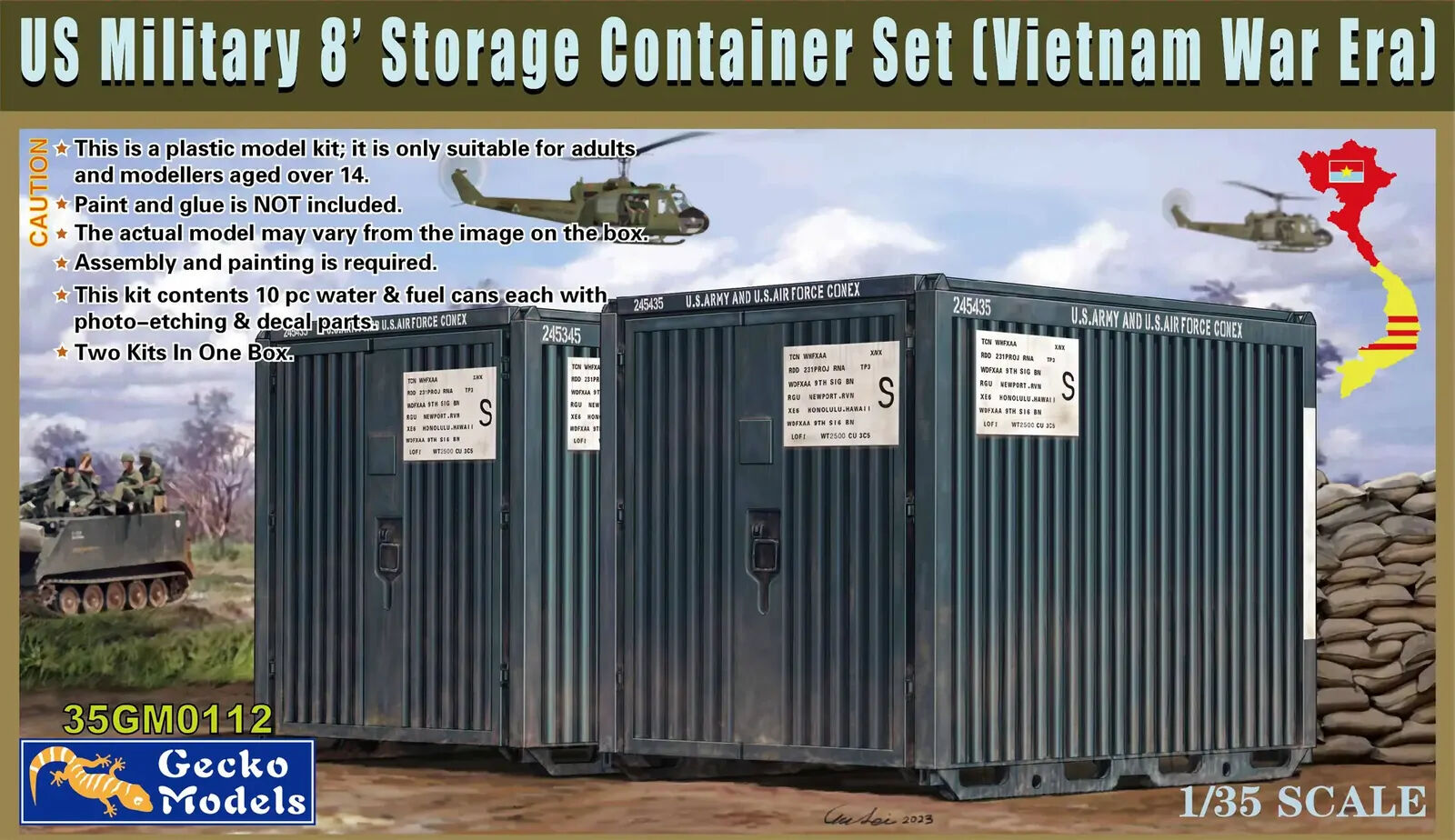 Gecko 1/35 US Military 8' Storage Container Set (Vietnam War Era) Plastic Model Kit