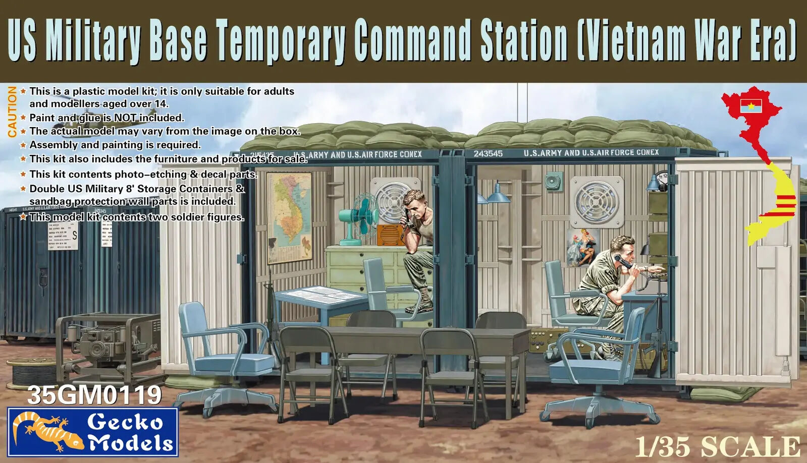 Gecko 1/35 US Military Base Temporary Command Station(Vietnam War Era) Plastic Model Kit