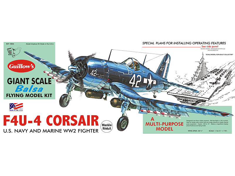 GUI-1004 Guillow's Corsair Balsa Plane Model Kit Guillows
