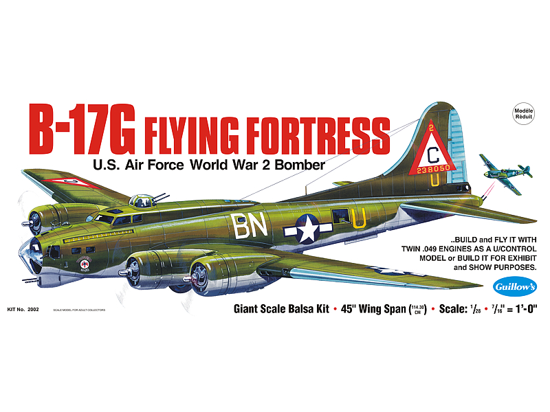 GUI-2002 Guillow's B-17G Flying Fortress Balsa Plane Model Kit Guillows
