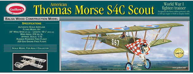GUI-201LC Guillow's Thomas Morse Scout - Laser Cut Balsa Plane Model Kit Guillows