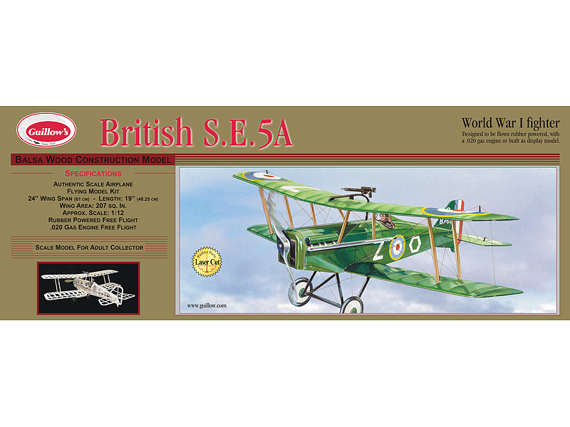 GUI-202LC Guillow's SE5-A - Laser Cut Balsa Plane Model Kit Guillows