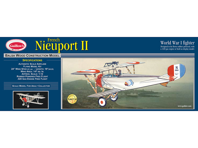GUI-203LC Guillow's Nieuport II - Laser Cut Balsa Plane Model Kit Guillows