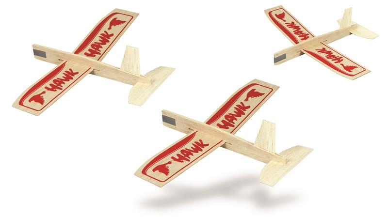 GUI-25T Guillow's Hawk Three Pack Balsa Glider Guillows