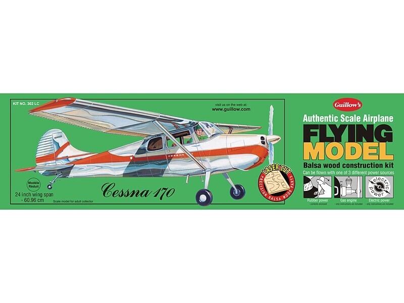 GUI-302LC Guillow's Cessna 170 - Laser Cut Balsa Plane Model Kit Guillows