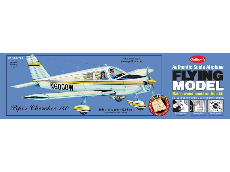 GUI-307LC Guillow's Cherokee - Laser Cut Balsa Plane Model Kit Guillows