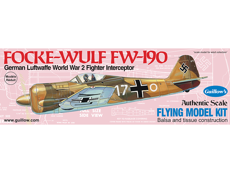 GUI-502 Guillow's Focke-Wulf Balsa Plane Model Kit Guillows