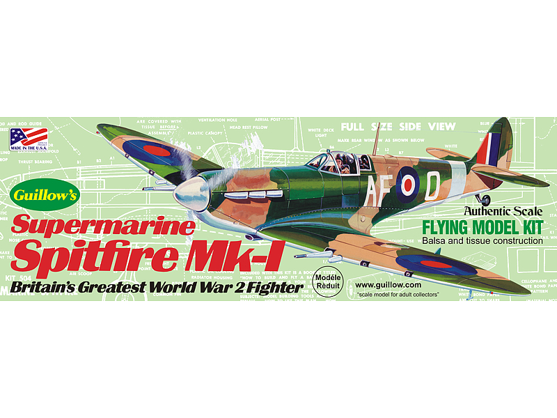 GUI-504 Guillow's Spitfire Balsa Plane Model Kit Guillows