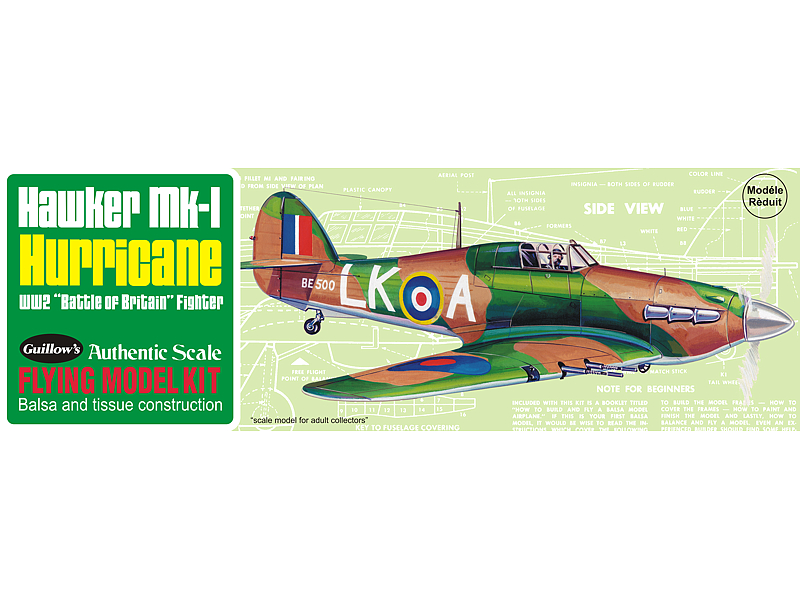 GUI-506 Guillow's Hurricane Balsa Plane Model Kit Guillows