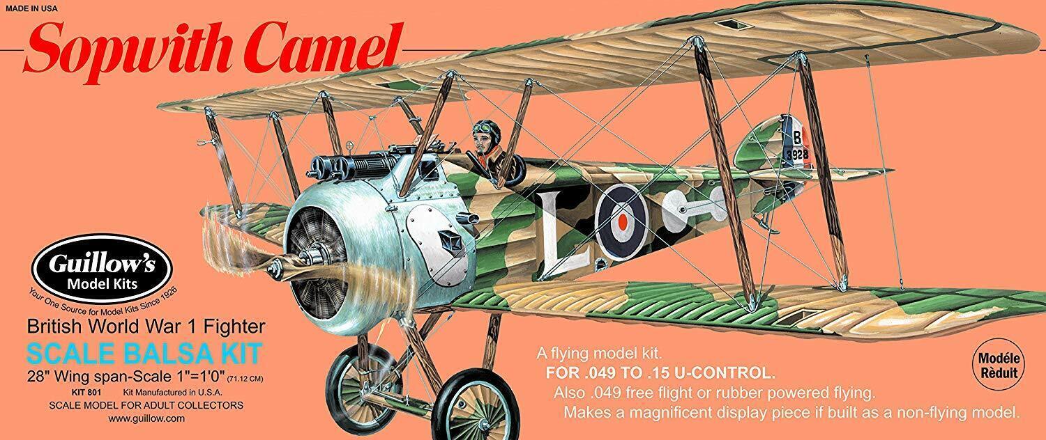 GUI-801 Guillow's Sopwith Camel Balsa Plane Model Kit Guillows