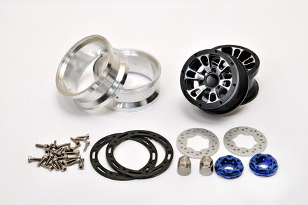 HB-230117B 6-Spoke Wheel Set 1.9in Black Hobao