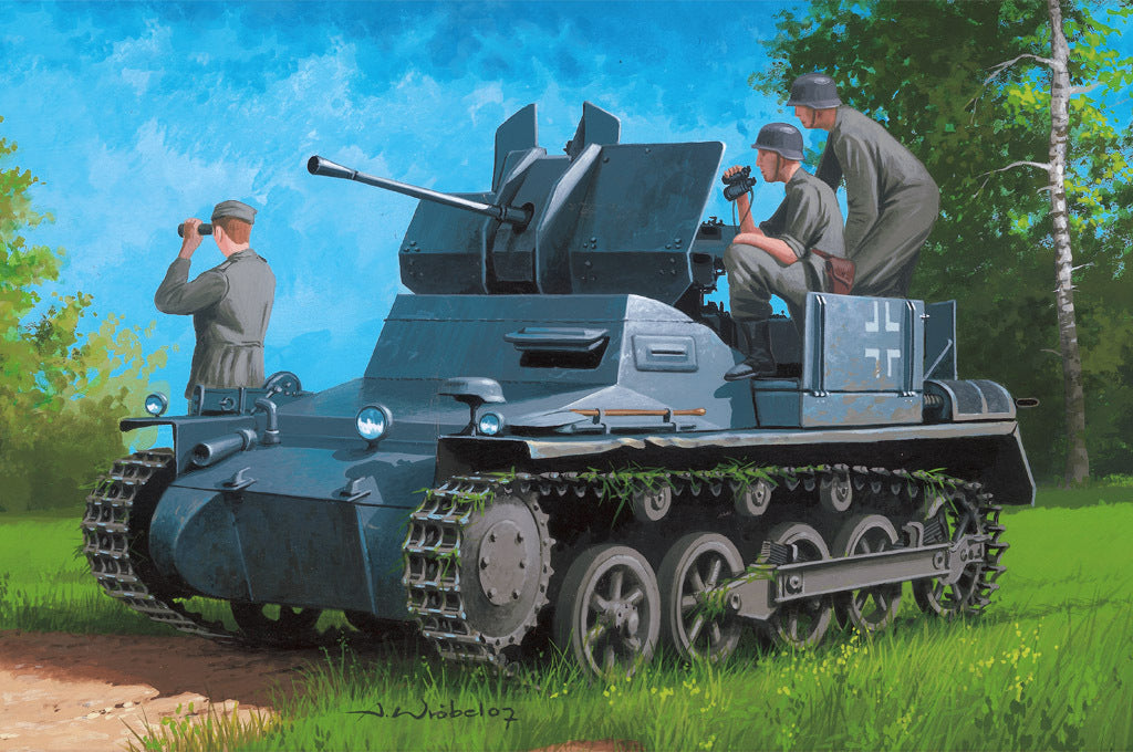 HB80147 HobbyBoss 1/35 German Flakpanzer IA w/Ammo.Trailer Plastic Model Kit [80147] HobbyBoss
