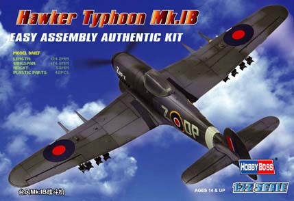 HB80232 HobbyBoss 1/72 Hawker Typhoon Mk.IB Fighter Plastic Model Kit [80232] HobbyBoss